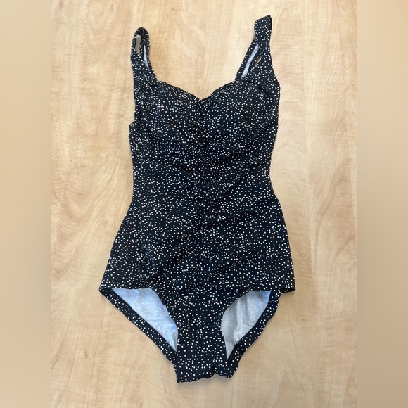 LE COVE NWOT One Piece Black & White Polka Dot Modest Pin Up Style Size 10 - Picture 2 of 10